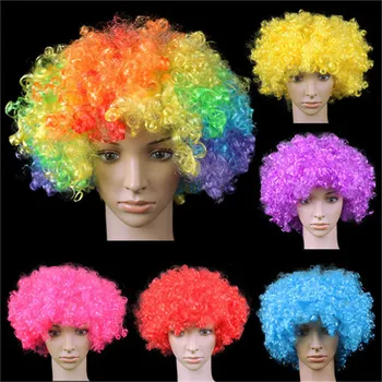 Petrecere de craciun Păr Ondulat Peruca Discor Curcubeu Afro peruca de Clown Fan al Fotbalului Copil Adult Costum Costum pentru Petrecerea de Halloween PropsCPW75