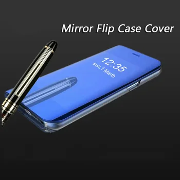 Prin Galvanizare Oglindă Caz Pentru Samsung Galaxy S8 Plus S8 Caz Din Piele Smart Clear View Suport Flip Cover Pentru Samsung S8 Caz S8+