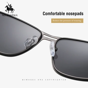 NR.ONEPAUL bărbați ochelari de soare UV400, metal, pătrat, polarizat