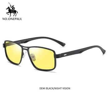 NR.ONEPAUL bărbați ochelari de soare UV400, metal, pătrat, polarizat