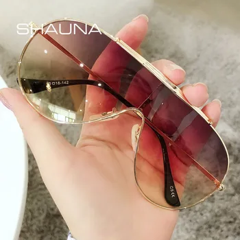 SHAUNA de Brand Designer de Moda Pilot ochelari de Soare dintr-O Bucata de Lentile de Ochelari de cal Nuante UV400