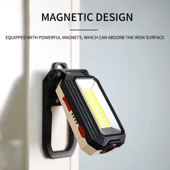LEADLY LED Lumina de Lucru Magnetic Reîncărcabilă COB Lumina de Lucru cu LED-uri Suspendate Magnetic Lumina 180° Pivotare Cablu USB Lampă de Camping în aer liber