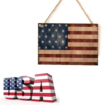 Noua Epocă Din Lemn Agățat Placa Steagul American Bord Semn De Usa De Perete Decor Acasă De Ziua Independenței Partidului Cadou