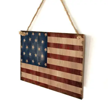 Noua Epocă Din Lemn Agățat Placa Steagul American Bord Semn De Usa De Perete Decor Acasă De Ziua Independenței Partidului Cadou