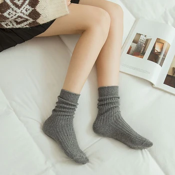 Șosete de lână pentru Femei de Iarnă Caldă 7 Perechi Pachet 2020 Nou de Înaltă Calitate Harajuku Solid Cadouri Șosete Dungă Casual Calcetines coreea de Sox H