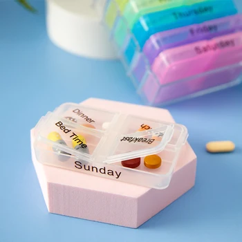 Hot 7 Zile Pastila De Caz Comprimat Sortare Medicament Săptămânal Cutie De Depozitare Design Plin De Culoare Container Caz Organizator Organizator Pill Boxs