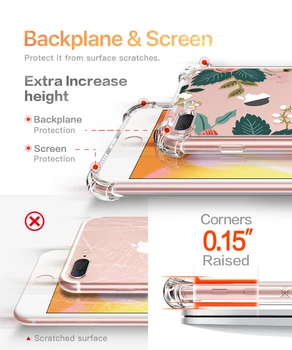 Clar Caz Pentru iPhone 7 8 Plus Model Floare de Design TPU Ultra Subtire Transparent, rezistent la Șocuri Florale Acoperi Cazuri Pentru iPhone 7 8Plus
