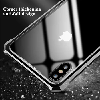 Metal bumper pentru iPhone Xs Max Xr Xs Xs Max 10 plus Snap cadru metalic cu clar sticlă călită de protecție pentru hard