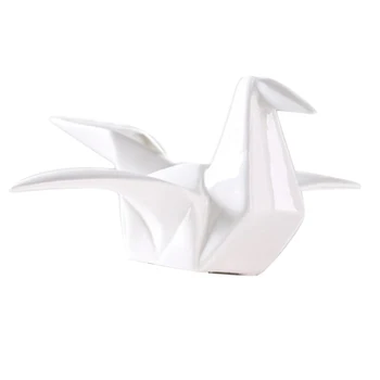 Ceramica Origami Crane Figurina Statuie Decorative Animal Opera De Arta Statuie Ornament De Birou Acasa Birou Decor Ornamente Cadou