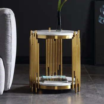 Din oțel inoxidabil placat cu aur living modern mic masuta de cafea de lux canapea de masă laterală Nordică creative rotund masa