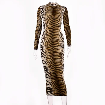 Hugcitar leopard print long sleeve slim bodycon rochie sexy 2019 toamna iarna femei streetwear festival petrecere rochii costume