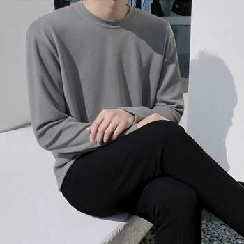 2019 Toamna Și Iarna Noi Tineretul Popular Culoare Solidă mâneci Lungi T-shirt de Moda Casual, Lejere Gât Rotund Tricou Bottom M-2XL