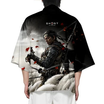 2020 Nou 3D Fantoma de la Tsushima Kimono Tradițional Yukata Kimono Japonez Cosplay Harajuku Fantoma de la Tsushima Kimonouri Shirt pentru Bărbați