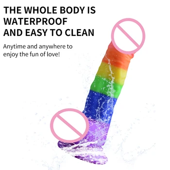 Loaey Lung Curcubeu Penis Artificial Sex Jucării Mari Anal Cu Aspirație Bunuri Pentru Femeia Adultă Joc Erotic Gay De Sex Feminin De Plastic Mare Penis