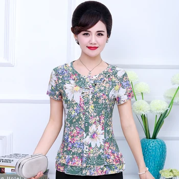Noul Birou Doamnă Femei Maneci Scurte de Vară Florale T-Shirt Femei Plus Dimensiune Mama O-Gât Pulover Tricouri XL-5XL Îmbrăcăminte Topuri