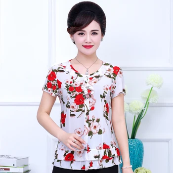 Noul Birou Doamnă Femei Maneci Scurte de Vară Florale T-Shirt Femei Plus Dimensiune Mama O-Gât Pulover Tricouri XL-5XL Îmbrăcăminte Topuri