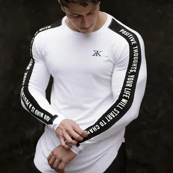 Oamenii de Culturism maneca Lunga tricou Barbat de Moda Casual Slab T-Shirt Săli de sport de sex Masculin Antrenament de Fitness Teuri Topuri Jogger de Îmbrăcăminte de Brand