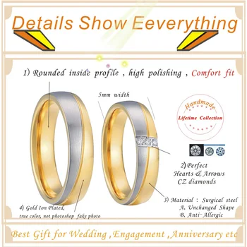 Căsătorie de ziua îndrăgostiților cadou de logodna inel de nunta pentru cuplu femei bărbați din oțel inoxidabil inele anel bague mariage anillos