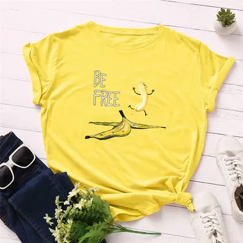 S-5XL Plus Dimensiune Tricouri de Moda de Banane Print Bumbac T-Shirt pentru Femei Cămăși pentru O Gâtului Maneca Scurta de Vara Tricou Femei Top