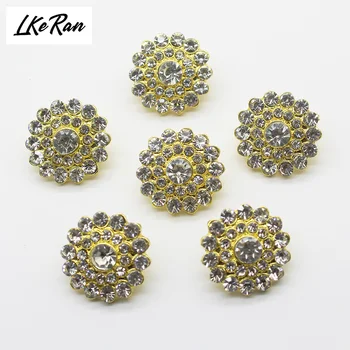 10buc 21mm Floare de diamant Coadă Butoane Ambarcațiuni de Aur din Aliaj de Metal Buton pentru Cusut Păr Carduri de Nunta DIY Accesorii Decorative