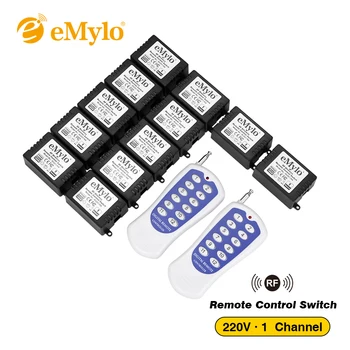 EMylo Inteligent fără Fir Control de la Distanță Comutator de Lumină AC220V 1000W Alb&Albastru Transmițător 12X 1 Canal Relee 433Mhz Comutare Fixat