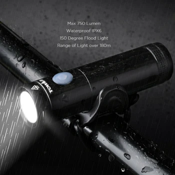 TOWILD Biciclete Față de Lumină Power Bank USB rezistent la apa Reîncărcabile Biciclete Partea de Lumină de Avertizare Lanterna 750 Lumeni 2600mAh 6 Moduri