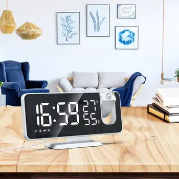 LED Digital Ceas cu Alarmă Radio cu Ceas de Proiecție Temperatura Umiditate Oglindă Snooze Snooze Ceas Ceas de Masa Calendar Decor Acasă