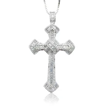De lux Creștinism Crucea Pandantive cu Diamant tabloul complet argint 925 Nunta de piatră prețioasă Colier pentru Femei, Bărbați Bijuterii