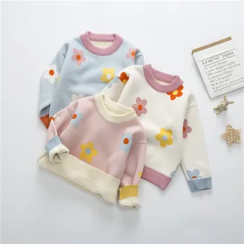 2020 Toamna Iarna Fete Florale Pulover Tricotate Copii Gros Țină de Cald Topuri cu Maneci Lungi Toddler Copii Pulover pentru Fete