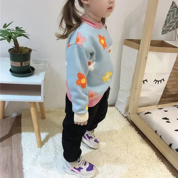 2020 Toamna Iarna Fete Florale Pulover Tricotate Copii Gros Țină de Cald Topuri cu Maneci Lungi Toddler Copii Pulover pentru Fete