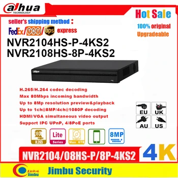 NVR Dahua 4K NVR2108HS-8P-4KS2 8POE 8CH NVR2104HS-P-4KS2 4POE 4CH H. 265 H. 264 video recorder Până la 8Mp rezoluție P2P Max 80Mbps
