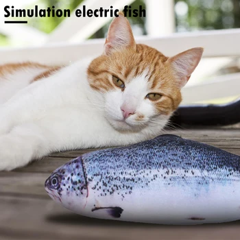Formă de pește Pisică Jucărie de Pluș Moale 3D USB de Încărcare de Simulare Set Interactiv de Companie Joc Amuzant Molar Pisica animale de Companie Jucarii Interactive