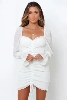 2020 Moda Femei De Pe Umăr Maneca Lunga Sirena Rochie Mini Rochie Eleganta