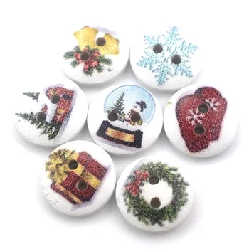 100BUC 15MM Lemn Rotund de Crăciun Butoane de Cusut pentru Copii Haine Scrapbooking Decorative Botones Artizanat DIY Accesorii