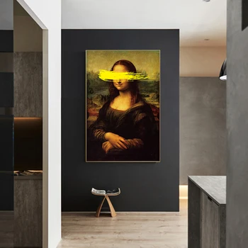 Mona Lisa De Leonardo Da Vinci Tablouri Canvas Reproduceri Acoperi Ochii Distractiv Arta de Perete Imaginile pentru Camera de zi de Decorare