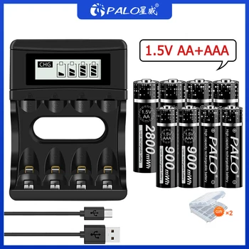 PALO AA+baterie AAA 1.5 V AA 2800 mAh+1.5 V AAA 900 mAh Litiu de 1.5 V Baterie Reîncărcabilă Pentru Ceas Jucarii Camera bateriile Li-ion