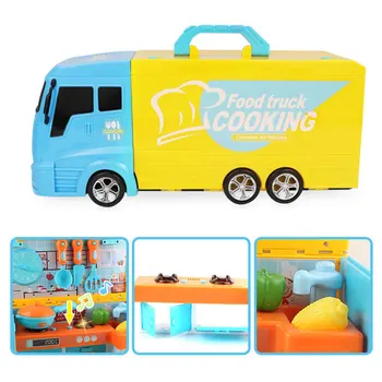 33 BUC Camion de Alimente set de joacă pentru Copii, Bucatarie Masina cu Simulare de Gătit Mâncare Sunete Lumini de Bucatarie Set de Accesorii pentru Băieți și Fete