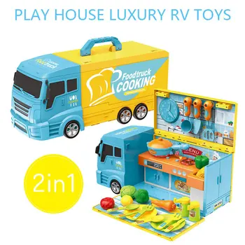 33 BUC Camion de Alimente set de joacă pentru Copii, Bucatarie Masina cu Simulare de Gătit Mâncare Sunete Lumini de Bucatarie Set de Accesorii pentru Băieți și Fete