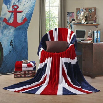 Anglia și steagul American Cald Leneș Pătură fleece Coral Flanel Aer Condiționat Pături pentru Paturi Pătură