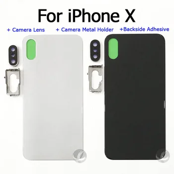 UE Europa Versiune Locuințe din Spate Cu Camera + Obiectiv + Suport de Metal + Adeziv Pentru iPhone X XS Max XSM Spate Capac de Sticla Cu LOGO-ul CE