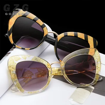 2019 Brand De Lux Ochelari De Soare Pentru Femei Supradimensionat Designer De Brand Mare Cadru Vintage Leopard Negru Cadru Ochelari De Soare Cateye Oculos