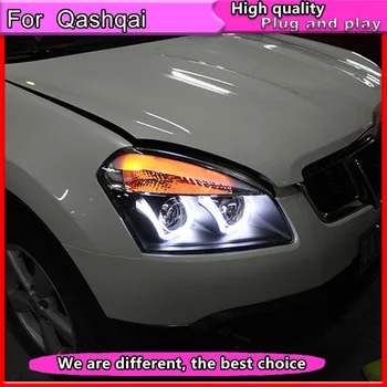Masina Lampă de Cap de caz pentru Nissan Qashqai Faruri 2008-2013 Faruri LED DRL Lentilă Fascicul Dublu Bi-Xenon HID auto Fața ligh