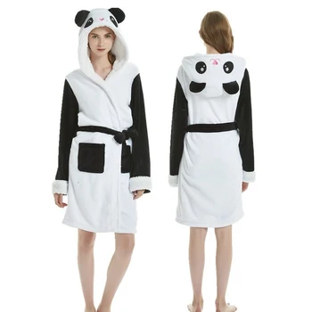Femei Halat de baie Panda Unicorn Adulți Flanel Halat de Baie Barbati camasa de noapte, Halat Kigurumi Pijamale seturi de pijama cămăși de noapte sleepshirts