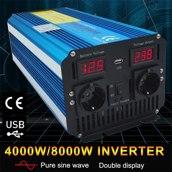 8000W excursie / Home Dual LED pure sine wave putere invertor 12V DC/24V AC 220V/230V/240V cu UN USB 3.1