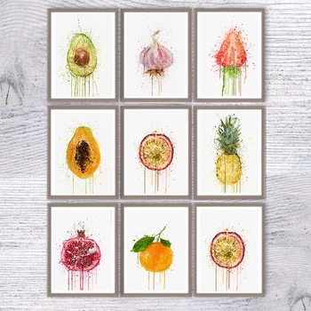 Rodie, Lamaie, Ananas, Fructe De Bucătărie Arta De Perete Panza Pictura Postere Si Printuri De Desene Animate Imagine Perete Pentru Living Deco