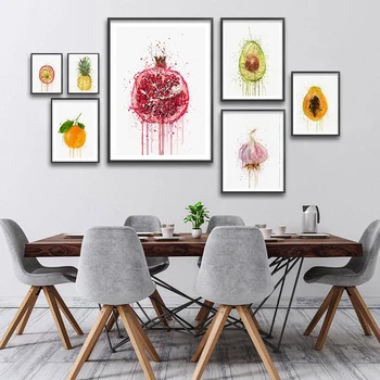 Rodie, Lamaie, Ananas, Fructe De Bucătărie Arta De Perete Panza Pictura Postere Si Printuri De Desene Animate Imagine Perete Pentru Living Deco