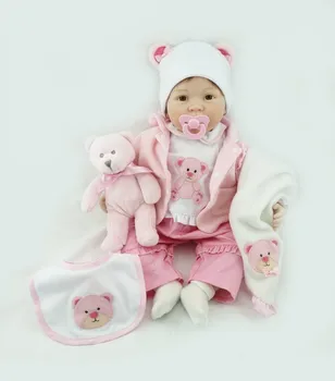 NPKCOLLECTION 55cm realist realiste renăscut baby doll bebes renăscut papusa de joc jucarii pentru copii Cadou de Crăciun silicon moale papusa
