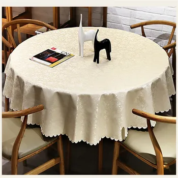 Europene față de masă rotundă PVC impermeabil fata de masa pentru restaurant de hotel de familie bucătărie cafea bej șampanie masă rotundă cu capac