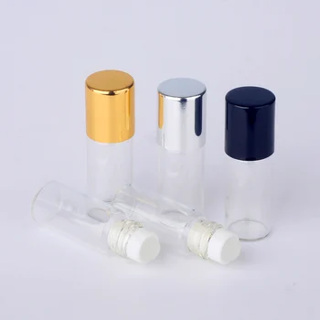 50pieces/lot 3ml Clar Rola Pe Rola de Sticla pentru Uleiuri Esențiale Reîncărcabile Sticla de Parfum Deodorant Containere