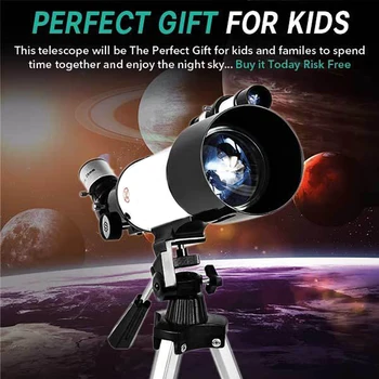 Telescop 70mm Deschidere 400mm AZ Muntele Astronomice Portabil Telescop Refractor pentru Copii, Adulti si Incepatori cu Trepied